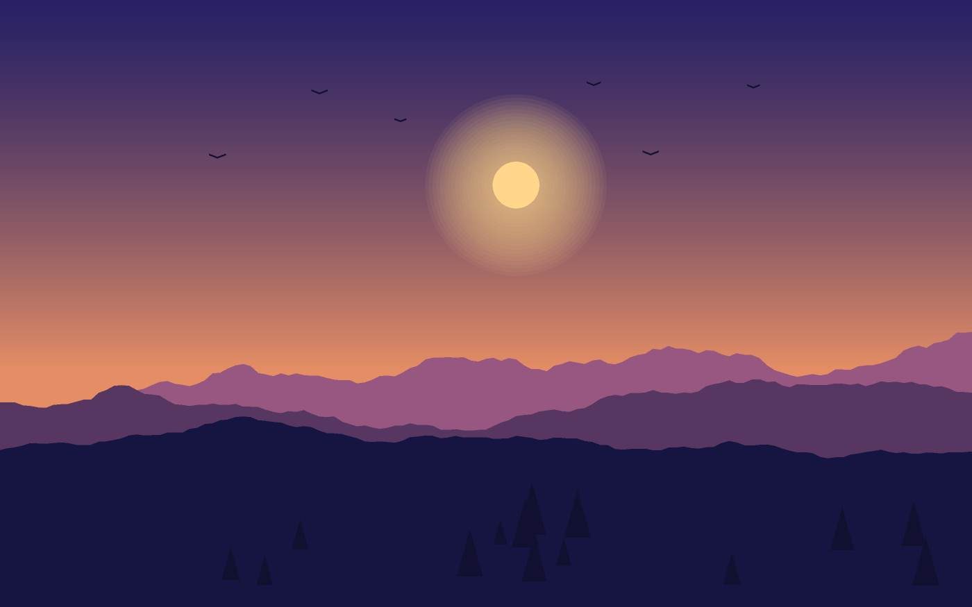 Ilustração de uma paisagem